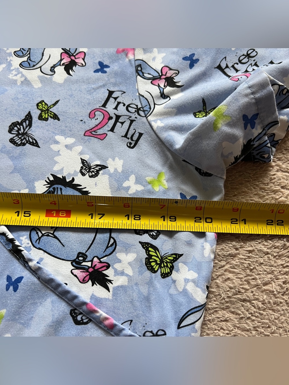 Disney Eeyore Scrub Top Medical Nursing Healthcare Utility Nurse Cute Retro Sz S - Picture 5 of 8